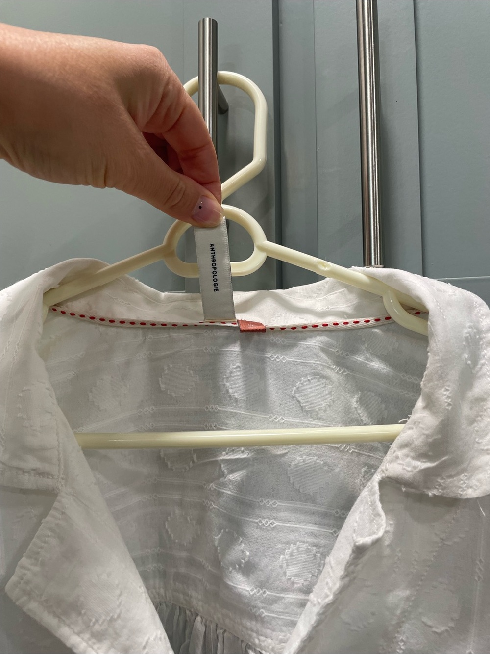 Anthropologie White Button-Down Tie-Hem Blouse - Picture 2 of 8